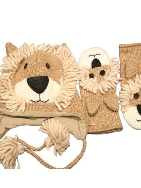 2/$30 🏷 Delux Knit Lion Hat and Mitt Set Adult OS